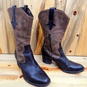 Born Sonoma Western Suede & Leather Cowboy Boots Size 10